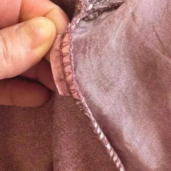 Anthropologie Belle France Mauve Oversized asymmetrical chiffon knit pocket top - Picture 4 of 9